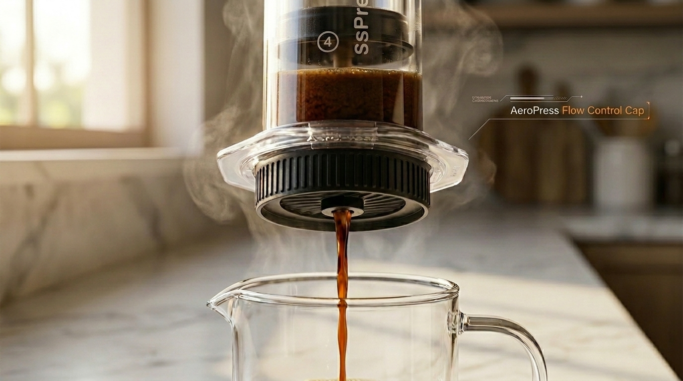 Inverted Method AeroPress pakai Flow Control Cap, Jamin Tidak Terciprat